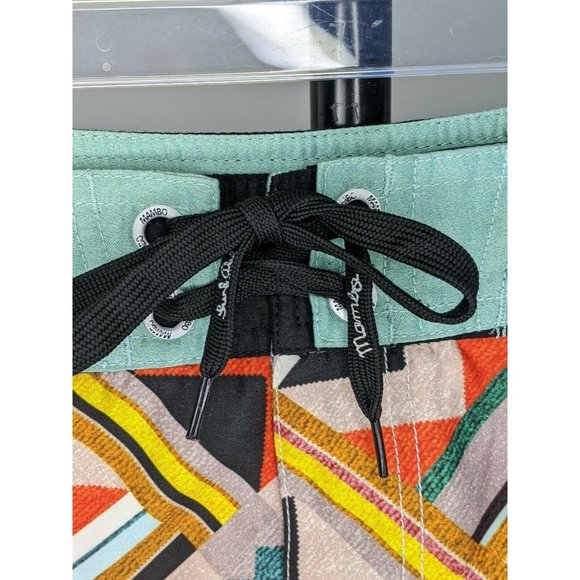Mambo Boy's Board Shorts Size 10 Black Orange Geometric Zig Zag Pocket - Picture 2 of 12